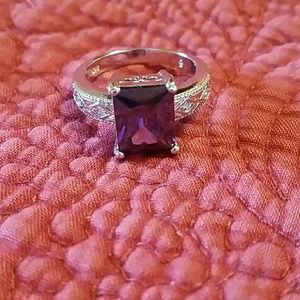 Beautiful purple stone sterling silver ring